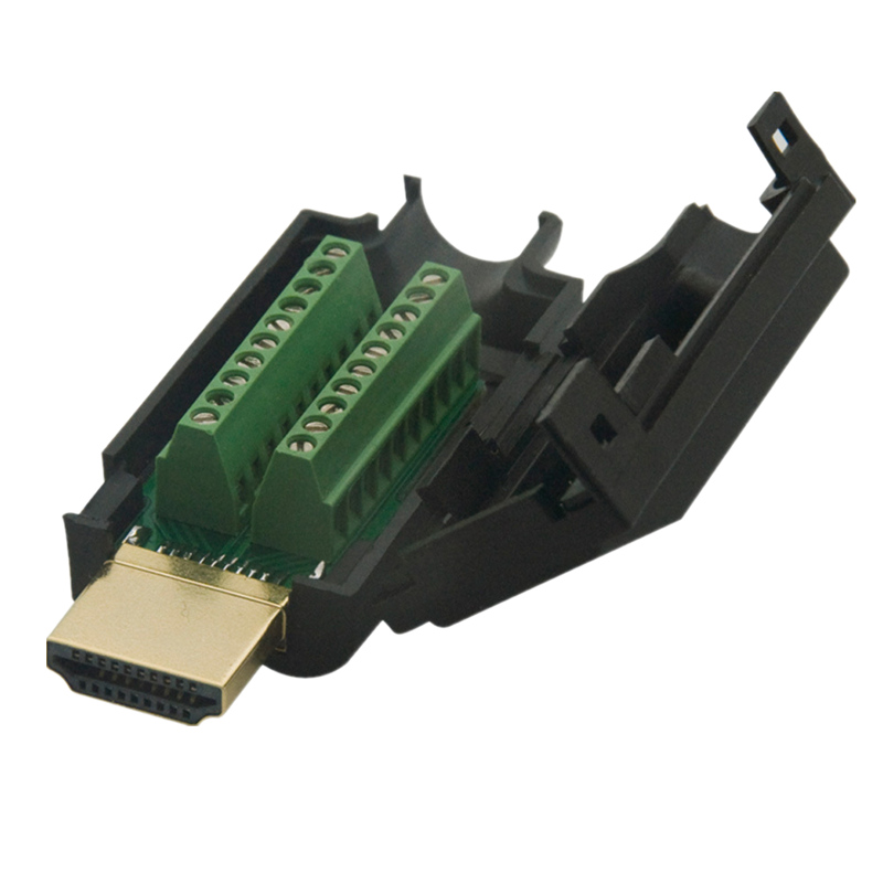 HDMI 2.0 Solder-Free Male Connector for HD TV - Cable Switch Terminal with Screwdriver Connector