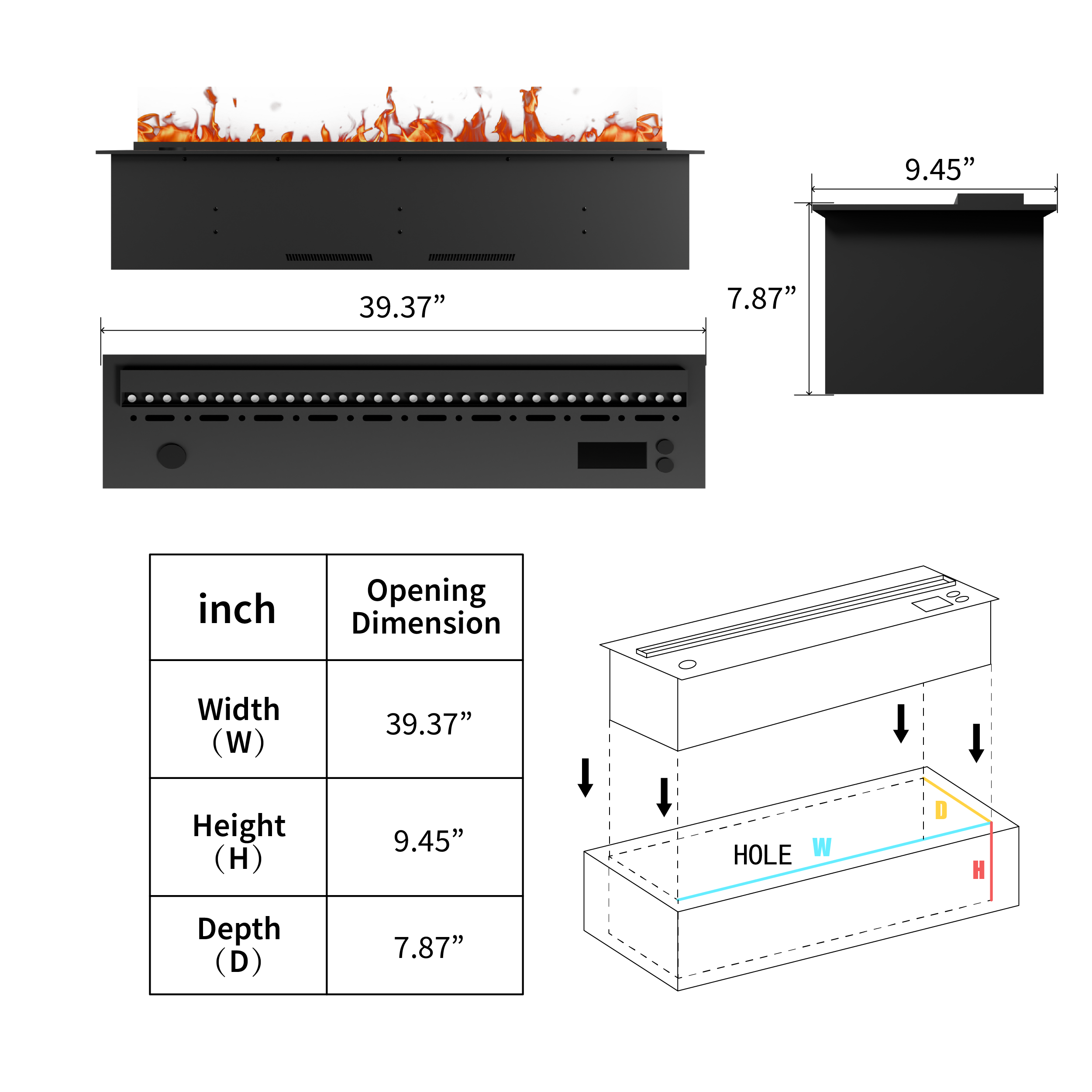 Tuya Good 100cm Electrical Hearth with 3D Water Vapor Impact - Trendy Metal TV Stand Insert, Distant Management, Appropriate for Out of doors Villas